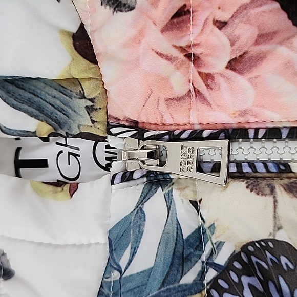 Point Zero Ultralight Women's Puffer Hooded Jacket White Floral Print Size M - Picture 4 of 16